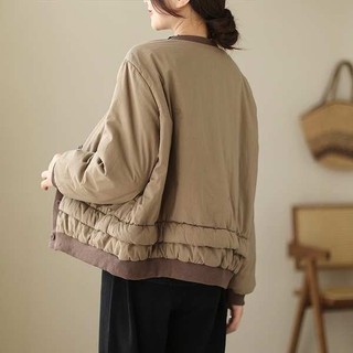 Rò Rỉ Chọn ~ Nhật Bản Nguyên Bản Đơn Màu Sắc Tương Phản Quilted Nhẹ Xuống Áo Khoác Đệm Nữ Rời Dày Ấm Áp Áo Khoác