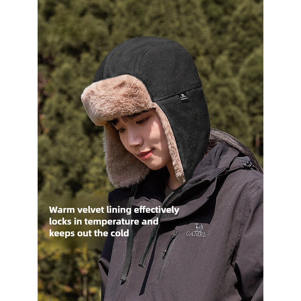 Ảnh CAMEL CROWN plus Nhung Ấm Mũ Nam Nữ Chống Gió Chống Lạnh Đi Xe Đạp Bịt Tai Mũ cotton 4