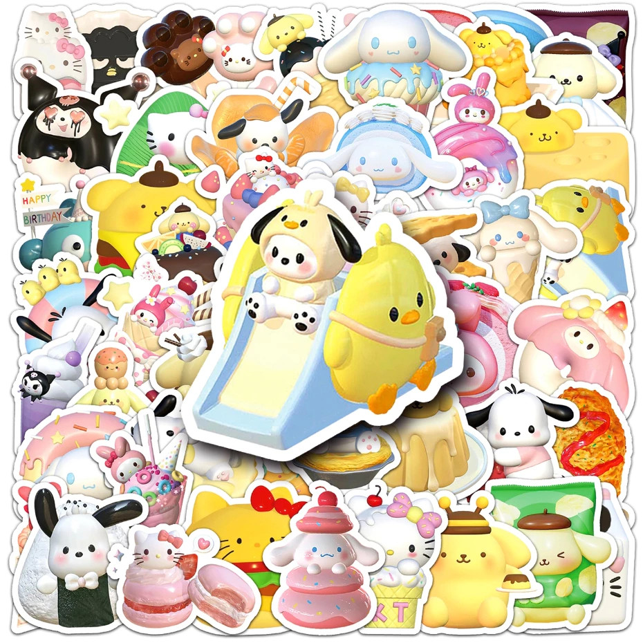 Bộ 50 Sticker Ngộ nghĩnh 3D Sanrio dễ thương | Gấu Xám House | Shopee ...
