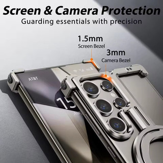 [Jlk] Khung Kim Loại Giá Đỡ Từ Tính Ốp Lưng Điện Thoại Samsung Galaxy S25 S24 S23 Ultra Plus Hợp Kim Nhôm Không Khung Ốp Lưng Chống Sốc