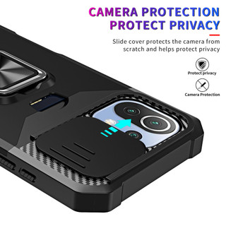 Dành Cho Xiaomi Mi 11 Lite 5G / 5G NE Ốp Lưng Có Trượt Camera Bao Đựng Thẻ Vòng Chân Đế Chịu Lực Bảo Vệ Mỏng Bao