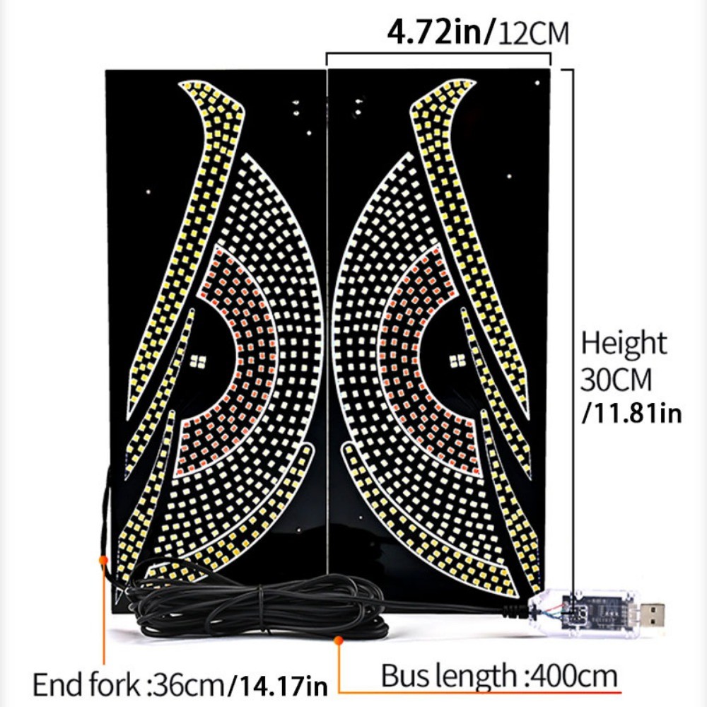 2 Chiếc USB LED Mắt Quỷ Năng Động Mắt Quỷ Lớn Ánh Sáng Cho Ô Tô, Màn Hình Hiển Thị LED Màn Hình Cửa Sổ Có Thể Lập Trình Cho Xe Tải