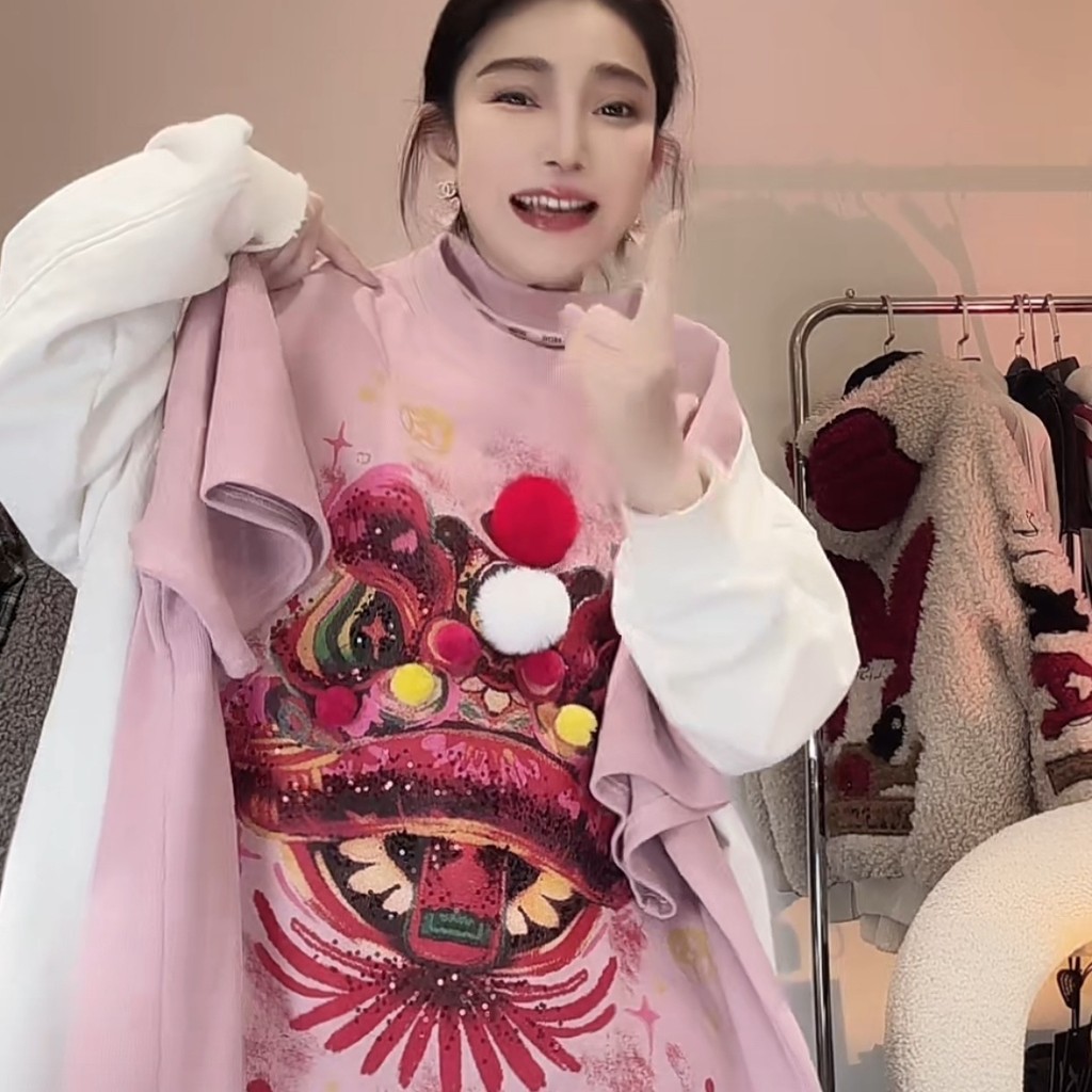 Áo thun ngắn tay Cotton nguyên chất màu hồng dành cho nữ Slimer Look Sequined thêu hàng đầu