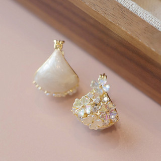 Ánh Sáng Thời Trang Sang Trọng Hai Mặt Dầu Nhỏ Giọt Vỏ Hoa Khóa Tai Tinh Tế Cao Cấp Thiết Kế Mới Phong Cách Tươi Trang Sức Tai