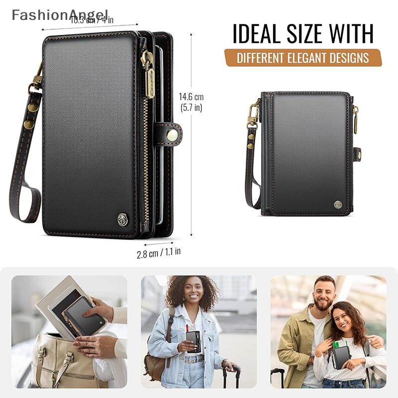 Túi đựng ví đựng hộ chiếu FashionAngel có 11 khe cắm thẻ và hộp đựng hộ chiếu Solt Cash Solt Túi dây kéo, dây đeo cổ tay chặn RFID VN
