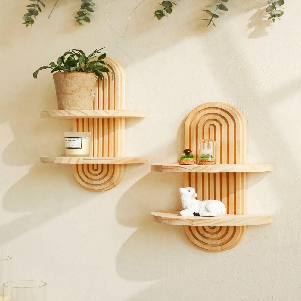Kệ treo tường bằng gỗ SAIA, Trang trí nội thất hiện đại Trang trí tường bằng gỗ Bohemian, Kệ treo tường Bohemian cổ điển chất lượng cao Phòng khách
