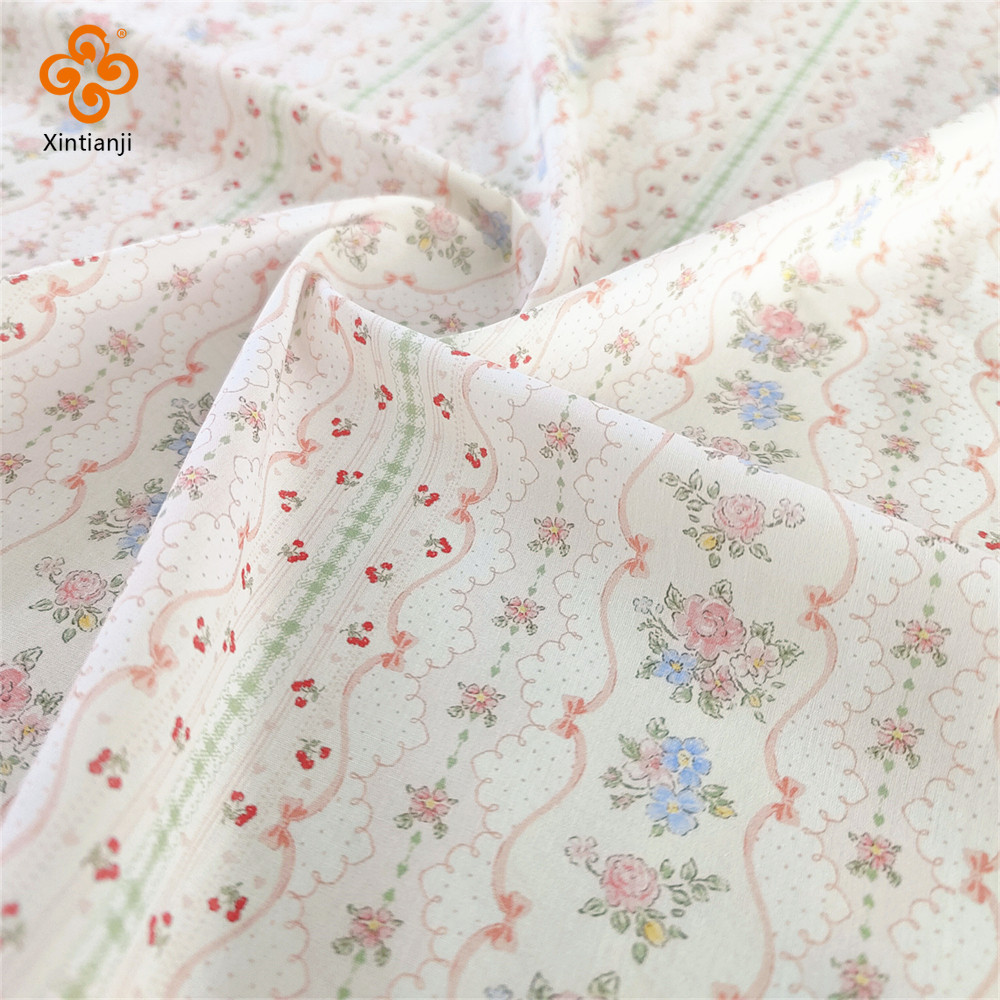 Hoạt Hình Cotton Nguyên Chất 40S Hoa Nhánh Sân Chủ Đề Lớp Một Dệt Trơn Thân Thiện Với Da Quần Áo Váy Ngủ Handmade Tự Làm Vải Cho Bé TJ5839