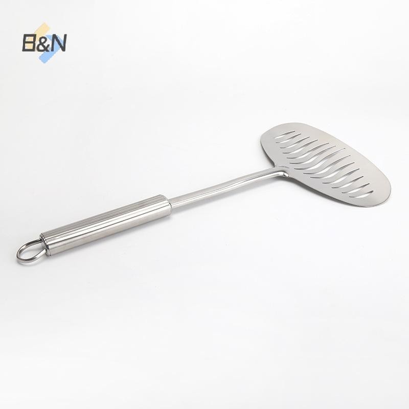 B & N Thìa chiên cá bằng thép không gỉ lớn Chảo trứng Muỗng chống dính Tay cầm dài Bít tết có rãnh Xẻng phẳng Dụng cụ nấu ăn nhà bếp.