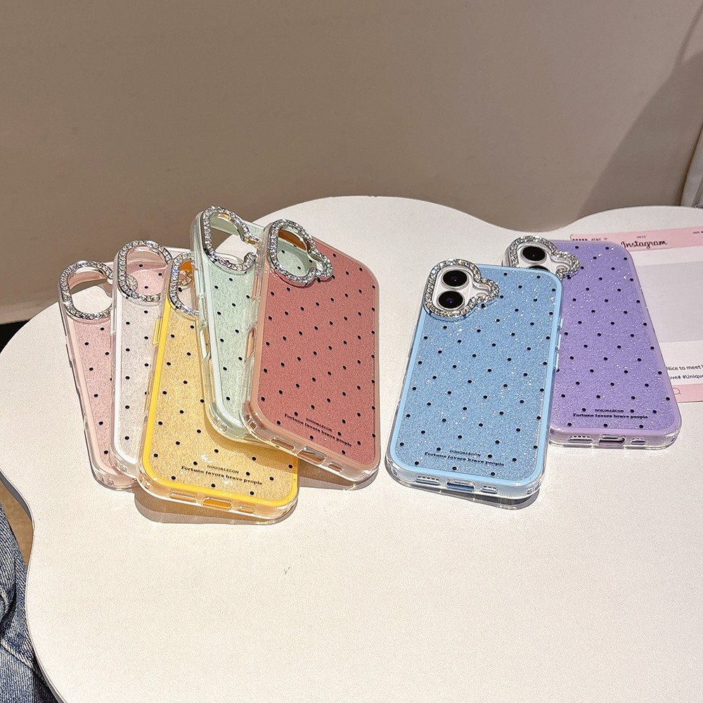 Ốp điện thoại Acrylic chấm tròn GLITTER cho iPhone 17 Pro Max 17 Air 16 Plus 15 14 13 12 11 Vỏ bảo vệ chống sốc