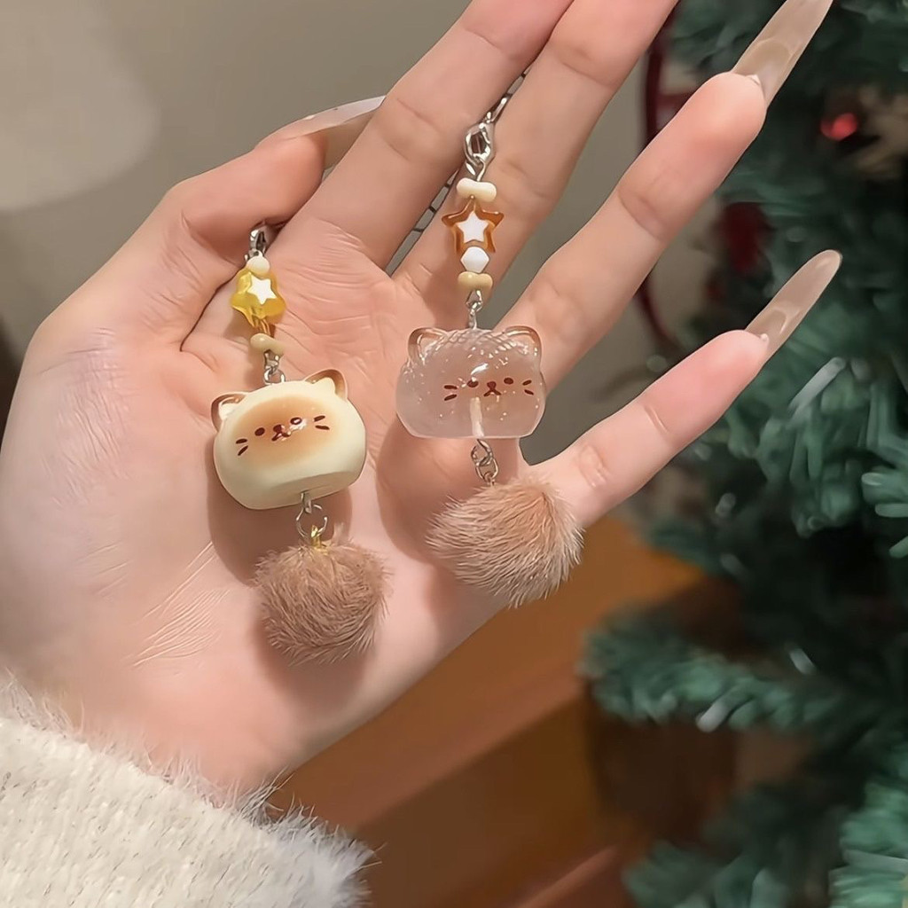 [ 24k Người Đã Thích] Dây Đeo Điện Thoại Mèo Hoạt Hình Dễ Thương Thủ Công Bằng Lông Thú EOWX