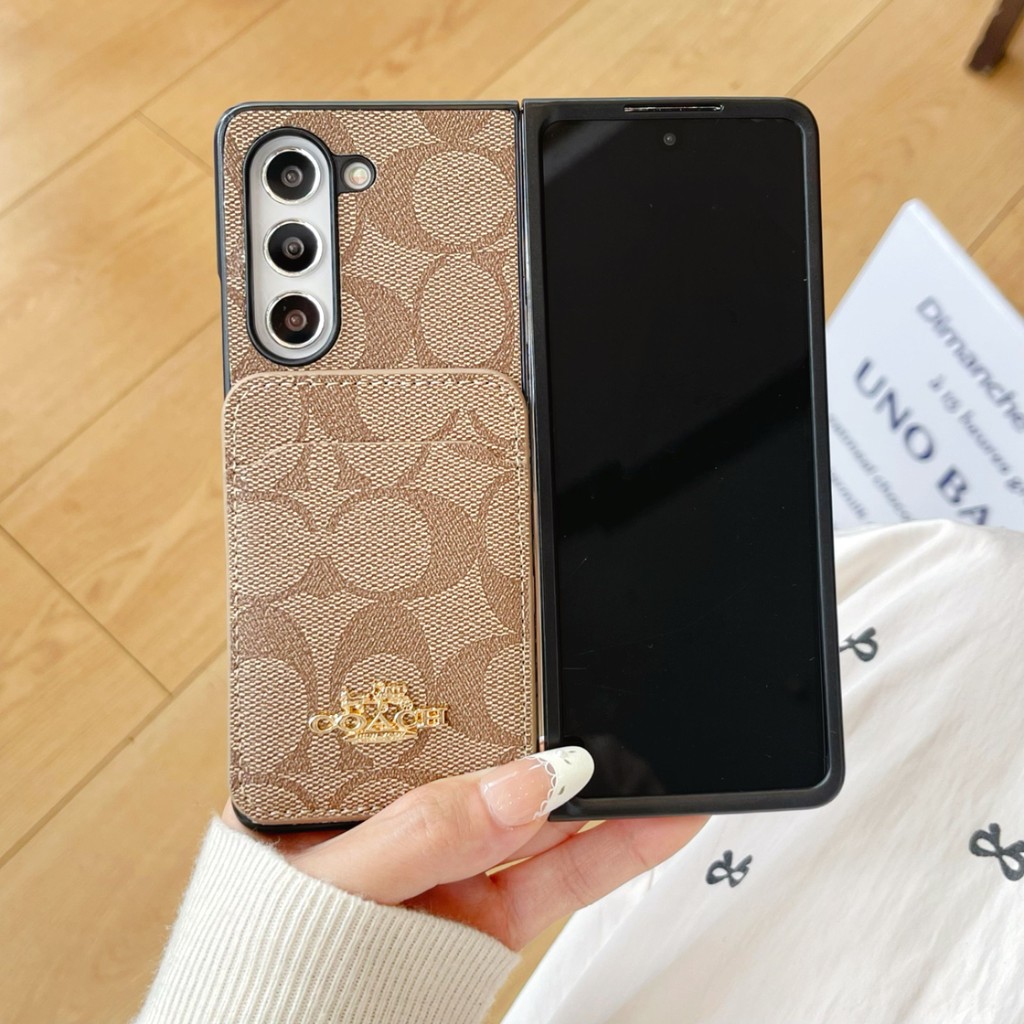 Ốp điện thoại gập sang trọng cao cấp cho Samsung Galaxy Z Fold 2 3 4 5 6 Vỏ độc đáo cổ điển cho Z Fold6 Với giá đỡ thẻ sang trọng Vỏ bảo vệ chống sốc