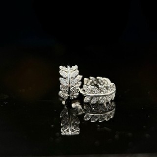 Khuyên tai nam nữ nguyệt quế đính đá chốt bấm