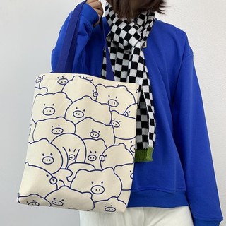 Túi Bé Heo (35x37cm) - Túi Đi Đựng Hộp Cơm, Túi Đi Học, Túi Tote Vải Canvas, Túi Tote Hoạt Hình