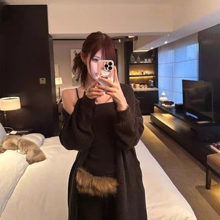 Ins [Thắt lưng] Phụ kiện da PU lông thú có thể thay đổi