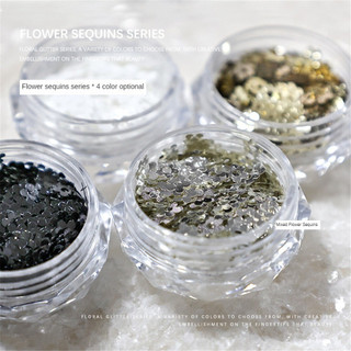 Trang trí móng tay hoa sequin trang sức vàng và bạc đen trắng, charm sequin nhỏ, dụng cụ trang trí móng tay cho tiệm làm móng
