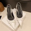 Giày Sandal Nữ Cao 7cm Nơ Nhỏ Xinh Xắn CG-0722 - Màu Đen/Trắng/Đỏ Đô, Size 36-39 - Shoes