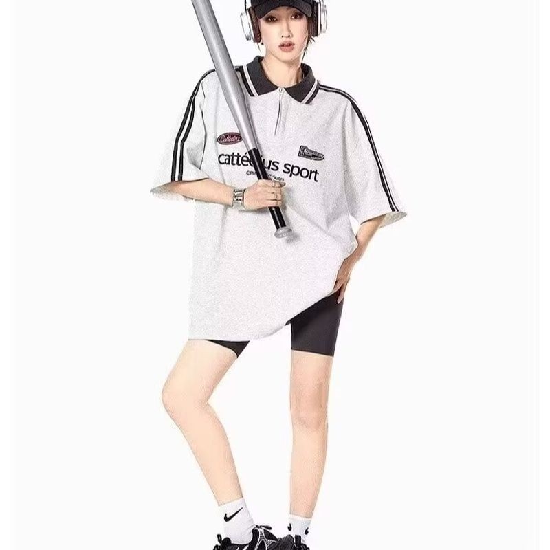ThaliaWisp Áo Polo Nam Mỹ Retro Biker Mùa Hè Rời Đua Phù Hợp Với Top