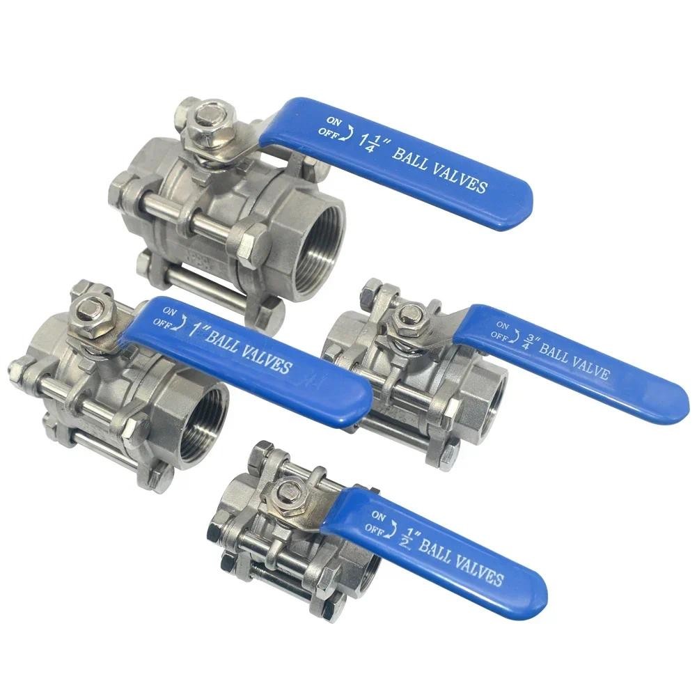 304 Thép Không Gỉ Ba Mảnh Van Bi 1 / 2 3 / 4 Vít Chủ Đề Bên Trong Ống Nước Hàn Van Công Tắc DN20 25 32 65 80