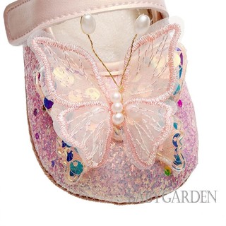 / / -Baby Girl Shiny 3D Butterfly Princess Mary Jane Flats Giày nôi chống trượt