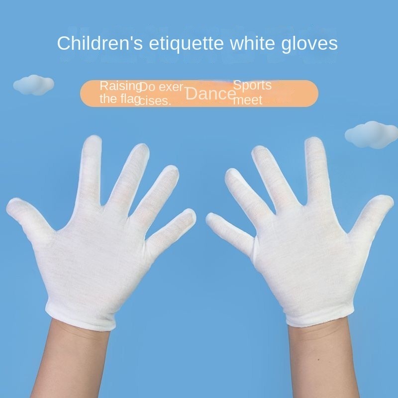 Nhẹ Thoáng Khí Co Giãn Cotton Nguyên Chất Trẻ Em Găng Tay Trắng Bé Trai Bé Gái Mẫu Giáo Học Sinh Tiểu Học Hiệu Suất Thể Dục Thể Thao Cuộc Họp Thể Thao Nghi Thức Nhảy Múa Mỗi