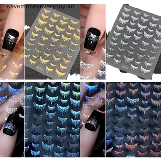 [savemoneyeveryday] Miếng dán móng tay 3D Đường viền bạc Kim loại Sọc Đề can Gel đường cong Móng tay nghệ thuật Thanh trượt Ba Lan Giấy trang trí móng tay [vn]