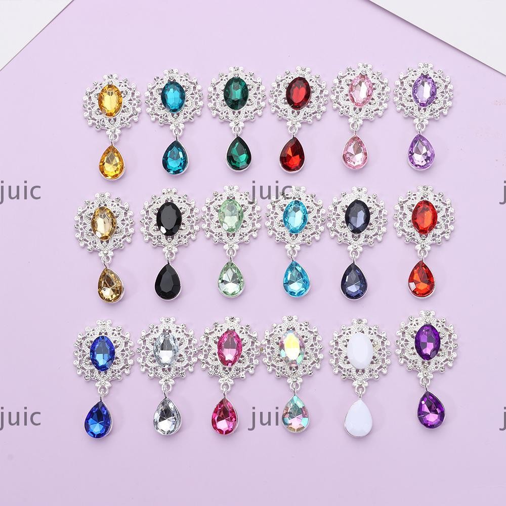 JUIC 10 Chiếc Nút May Thủ Công Dụng Cụ Lấp Lánh Pha Lê Giọt Nước Mặt Trang Trí Mặt Dây Chuyền