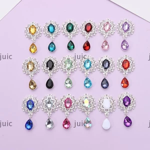 JUIC 10 Chiếc Nút May Thủ Công Dụng Cụ Lấp Lánh Pha Lê Giọt Nước Mặt Trang Trí Mặt Dây Chuyền