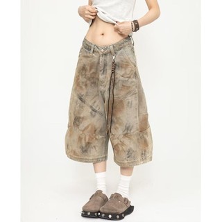 Quần short denim nam ESEA thời trang và phổ biến kiểu Mỹ cổ điển đường phố cao cấp bẩn thiết kế phong cách trung tính