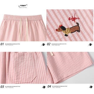GKSSS Quần short nam thời trang Mỹ retro dachshund họa tiết sọc thiết kế phong cách trung tính