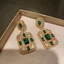 Nhẹ nhàng Tính khí sang trọng Đẹp sang trọng Bông tai vuông tinh tế Zircon
