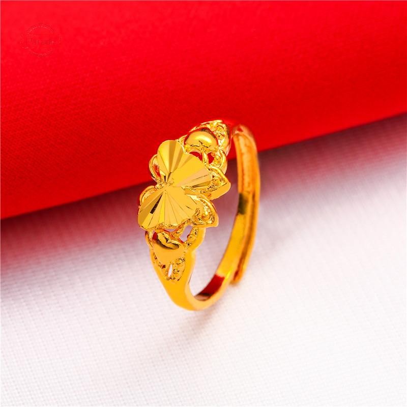 Nhẫn may mắn mạ vàng diễu hành Mở vòng chuyển thời trang đơn giản có thể điều chỉnh dành cho nữ Phụ kiện ngón tay phù hợp VN
