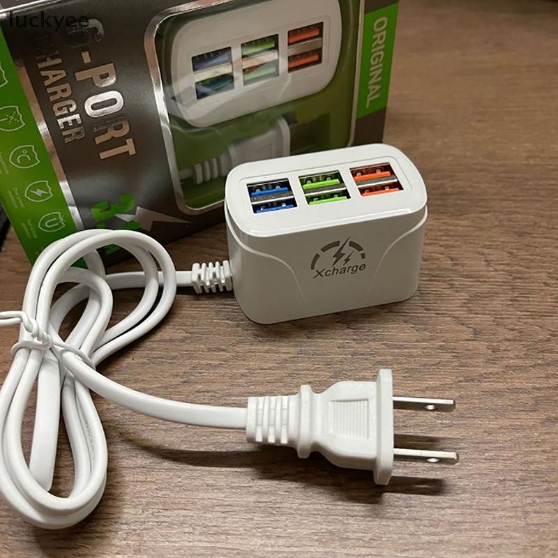 Luckyew Sạc Điện Thoại USB Power Strip al Sạc Nhanh 6 Cổng USB Ổ Cắm Nối Dài HUB Splitter TQ