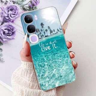 Dành Cho Vivo V40 Lite V2417 Vỏ Đá Cẩm Thạch Sang Trọng Hoa Mềm Silicon Trong Suốt Cho Vivo V40 Lite 4G 5G IDN Y200 Y300 2024 Ốp Lưng