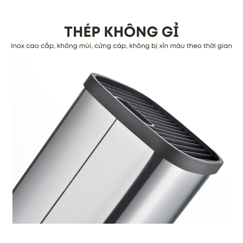 Ống cắm dao kéo Inox 304 cao cấp đáy thoát nước tiện lợi cho nhà bếp KooBee| 198