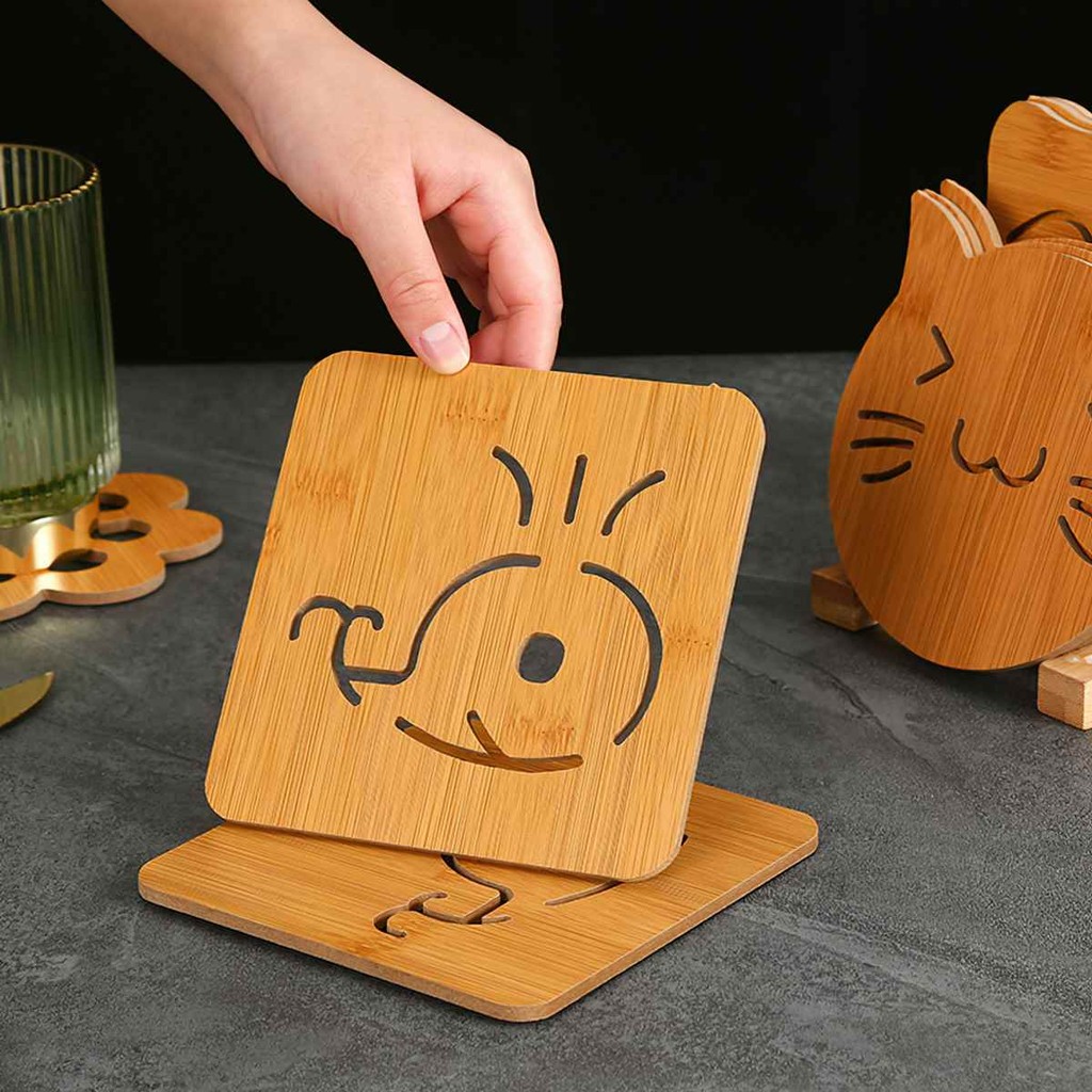 Miếng Lót Cốc Gỗ Lót Ly Lót Nồi Gỗ Chống Thấm Cách Nhiệt Chống Trượt Phụ Kiện Bàn Ăn