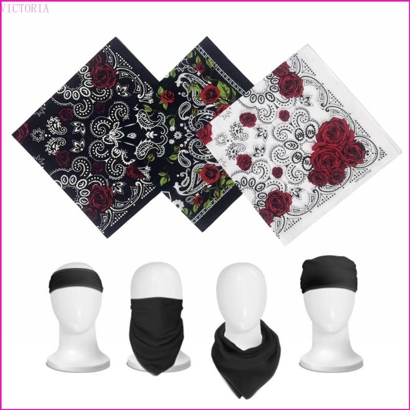 Vic 21 Hoa Hồng Họa Tiết Bandana Đầu Khăn Cho Nữ Vuông Turban Đầu Khăn Punk Đầu Quấn Đầu Mũ Nón