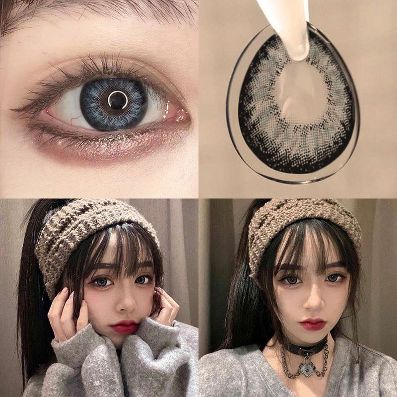 1 cặp (2 chiếc) Ống kính tiếp xúc Black Blue DIA:14.0mm/14.2mm/14.5mm Độ cận thị (0 ~ -6.00) Sử dụng: Ống kính 12 tháng 06