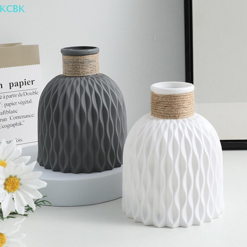 [Kc] 1 Bình hoa bằng nhựa gợn sóng nước Sắp xếp chậu hoa phong cách Bắc Âu hiện đại Trang trí phòng khách tại nhà Trang trí máy tính để bàn [BK]