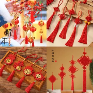 Năm Mới & Lễ Hội Mùa Xuân - Tua Rua và Mặt Dây Chuyền Gỗ Mảng Đất Xanh Phong Cách Cây Cảnh