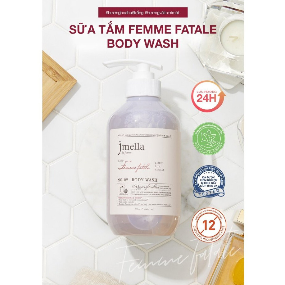 Sữa Tắm Dưỡng Ẩm Hương Nước Hoa Jmella In France Body Wash 500ml
