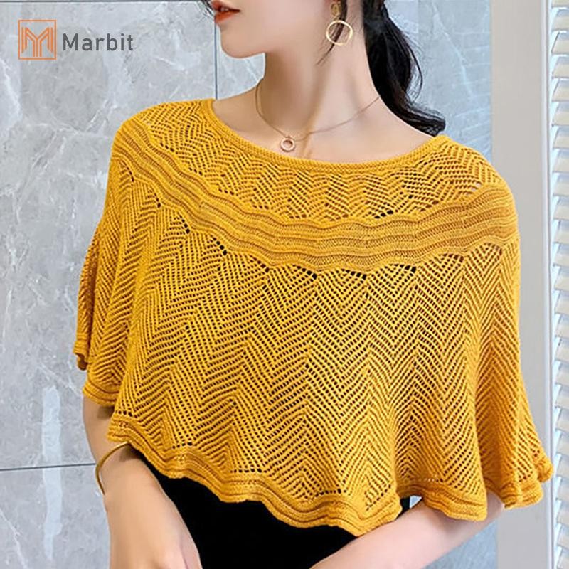 Marbit Nữ Dệt Kim Rỗng Khăn Choàng Khăn Choàng Mùa Hè Thu Đông Nữ Thanh Lịch Chống Nắng Áo Choàng Smock Mới