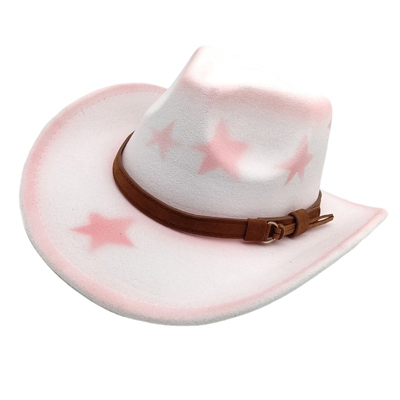 Bầu trời Thanh lịch In hình ngôi sao Homburg Top Hat Trang phục cao bồi cho các cuộc họp ngoài trời