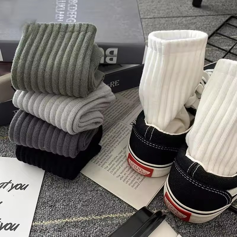 1 / 3 Đôi Tất Cotton Nam Nữ Thu Đông - Vớ Thể Thao Ống Giữa Màu Trơn - Thời Trang Đơn Giản, Mềm Mại Thoải Mái - Hút Mồ Hôi, Chống Mùi, Thoáng Khí Bắp Chân Ngắn