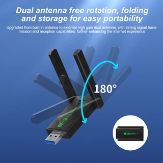 Bộ chuyển đổi Bluetooth WiFi 1300Mbps USB 3.0 Tín hiệu nâng cao 2.4G 5GHz Ăng-ten Wi-Fi Băng tần kép 802.11ac Bộ thu thẻ mạng máy tính không dây Mini