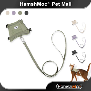 HamshMoc Bộ dây nịt và dây xích mèo có thể điều chỉnh chống lộ cảnh quan Mèo con Áo Vest nhẹ có dây xích mềm Khóa tháo nhanh