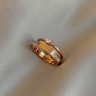 Nhẫn Titan Nữ không gỉ Lớn Zircon Hai Lớp Hoa Hồng Vàng Nhẫn Giá Rẻ Sang Trọng Thời Trang Niche  Phong Cách Nơi Làm Việc Trang Sức