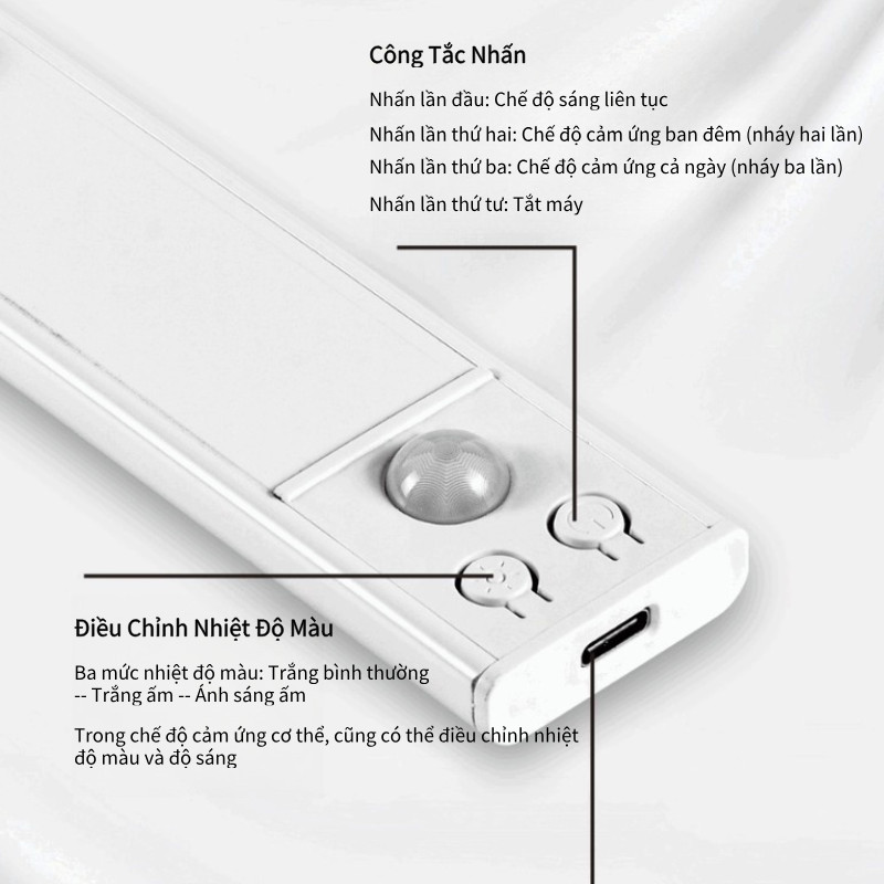 Đèn LED Trang Trí Điều Chỉnh Độ Sáng Đèn Cảm Biến Thông Minh Cơ Thể Người Đèn Thích Hợp Cho Tủ Quần Áo, Tủ Rượu