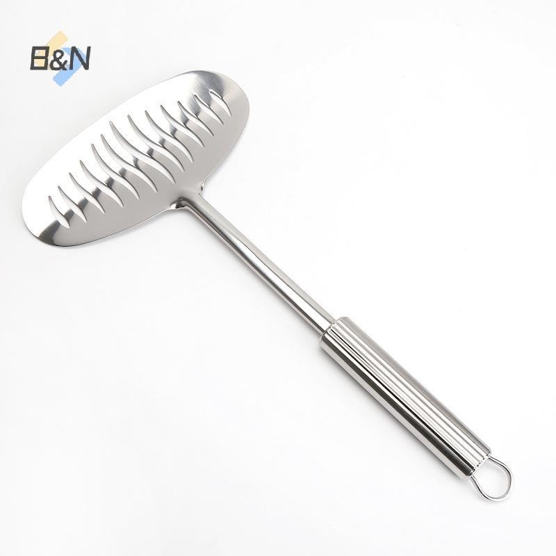 B & N Thìa chiên cá bằng thép không gỉ lớn Chảo trứng Muỗng chống dính Tay cầm dài Bít tết có rãnh Xẻng phẳng Dụng cụ nấu ăn nhà bếp.