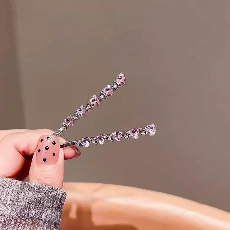 MAUROPOLI [Sẵn Sàng] Kẹp Trái Tim Tình Yêu Kim Cương Giả Tinh Tế Nữ Phong Cách Mới Nổ Kẹp Tóc Bên Bị Vỡ Thời Trang Phù Hợp Với Kẹp Tóc Độc Đáo