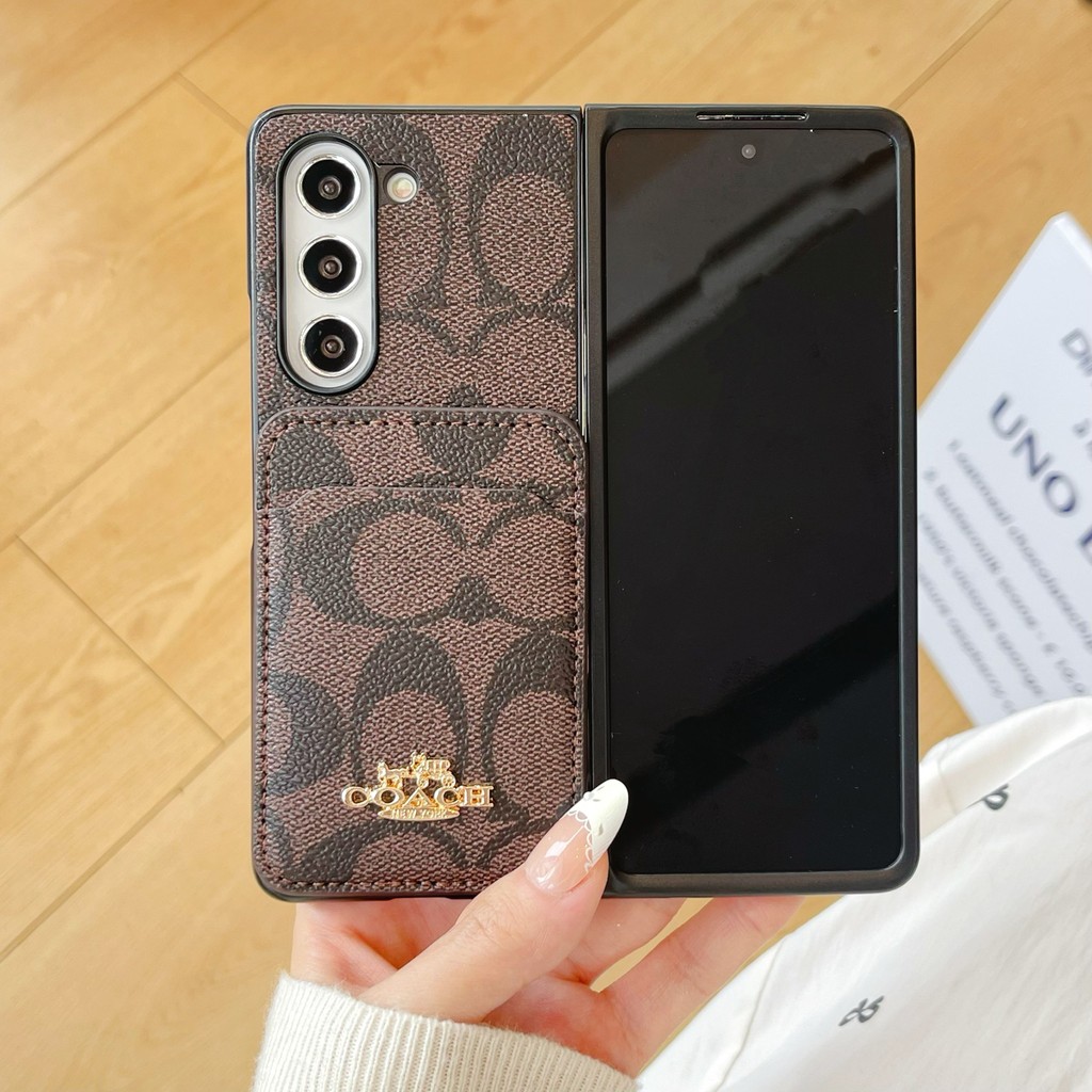 Ốp điện thoại gập sang trọng cao cấp cho Samsung Galaxy Z Fold 2 3 4 5 6 Vỏ độc đáo cổ điển cho Z Fold6 Với giá đỡ thẻ sang trọng Vỏ bảo vệ chống sốc